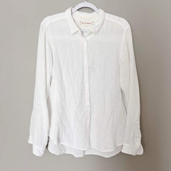 XIRENA Scout Button Down Up Gauze White Shirt Top Blouse Large normcore - Picture 2 of 5